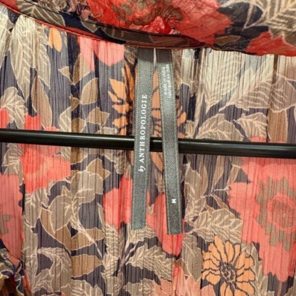 Anthropologie The Marais Printed Chiffon Maxi Dress- Red Motif Floral - Picture 7 of 16